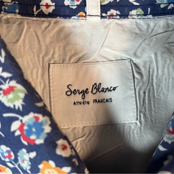 Serge Blanco Floral Blue Long Sleeve Button Down Shirt Classic Fit Italian 3XL - Picture 6 of 10